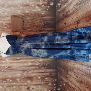 NY & Co. Blue ruffle bottom tie halter top size medium dress